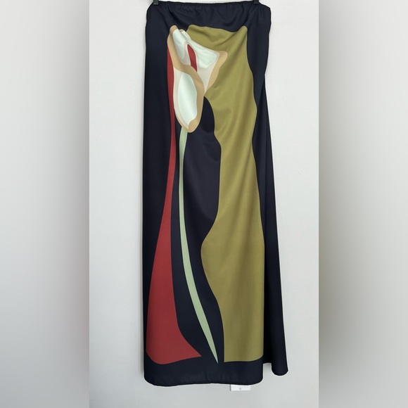 Large Floral Print Split Tube Long Dress - Picture 13 of 16